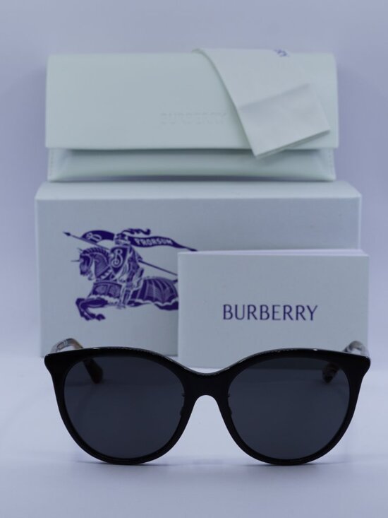 Burberry BE4464D 416187 Cat Eye Sunglasses - Black / Dark Grey main image 7